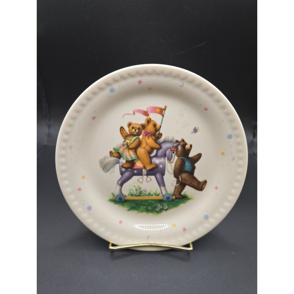 Lenox China Bears Heirloom Collection Plate Teddy Bears Rocking Horse 7.5" 1985